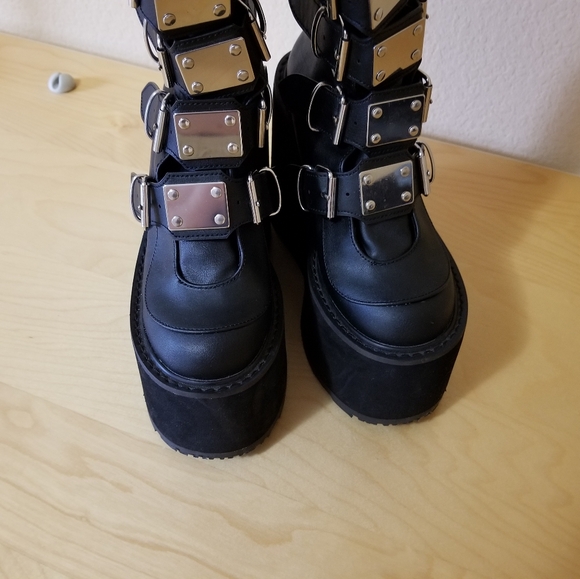 Demonia Swing-815 Black Vegan Leather  Knee Boot Size 7 - Picture 5 of 14